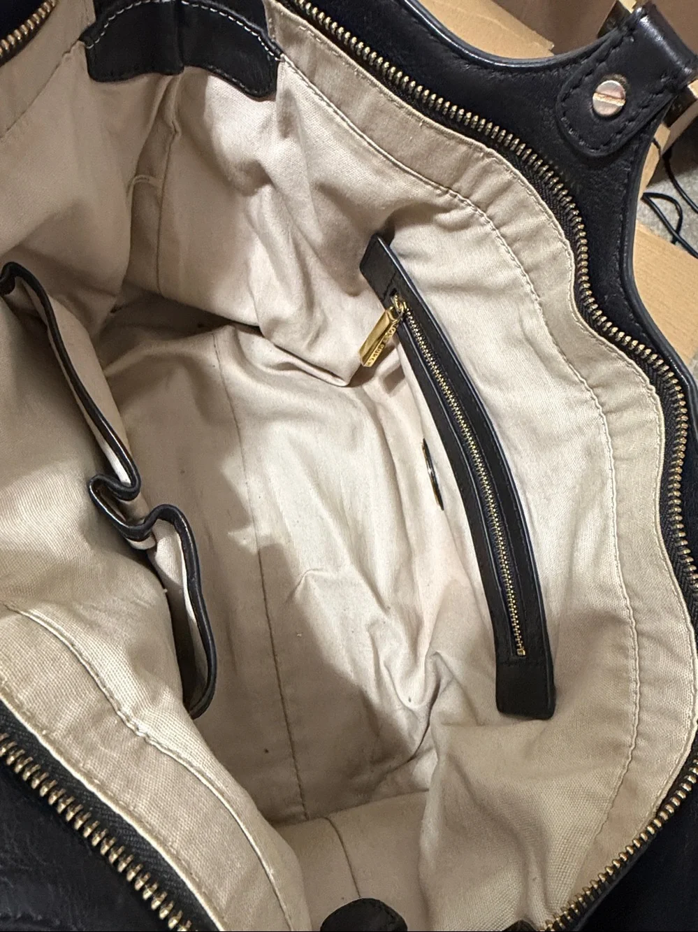 Tory Burch Black Leather Logo Tote